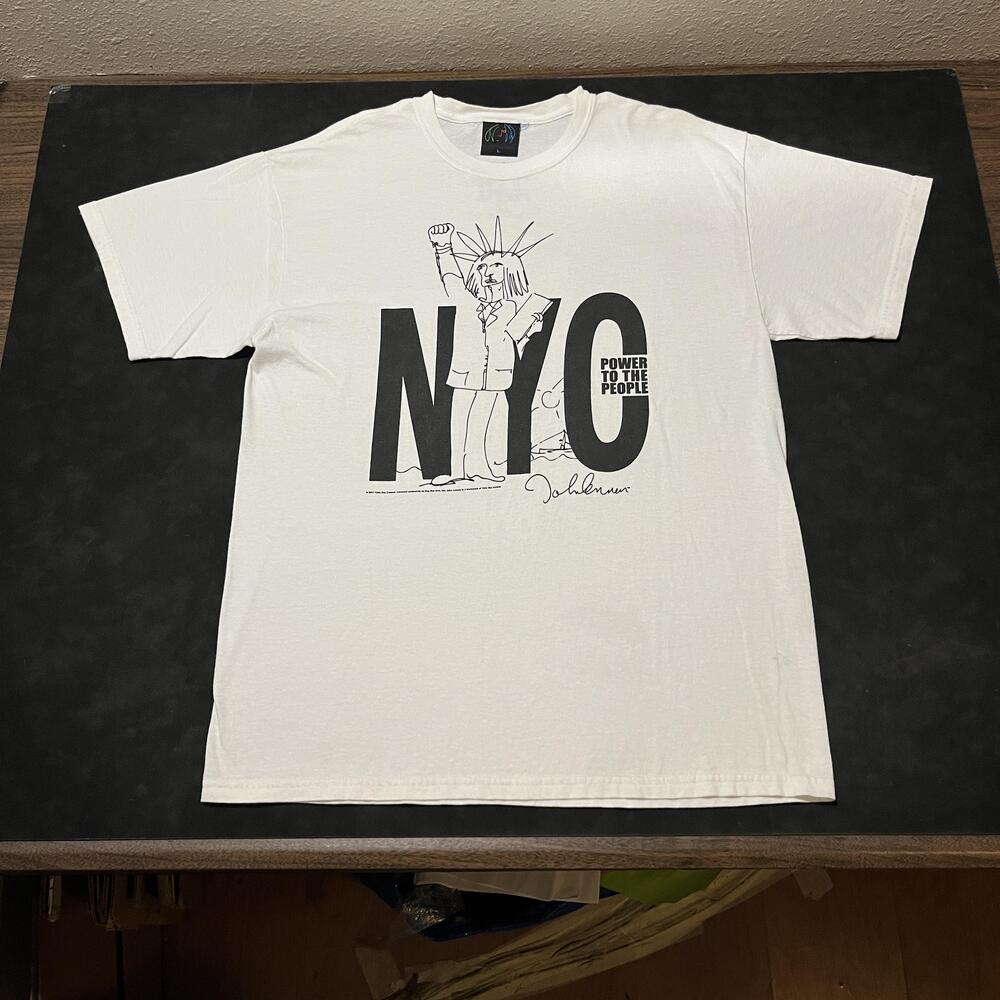 John Lennon Shirt Mens Large Power To The People Statue Liberty Graphic Tee